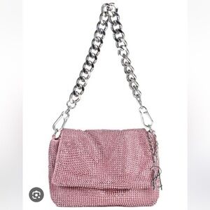 Steve Madden Diamante Chainmail Rhinestone Sparkle Glitter Shoulder Bag NWT Pink